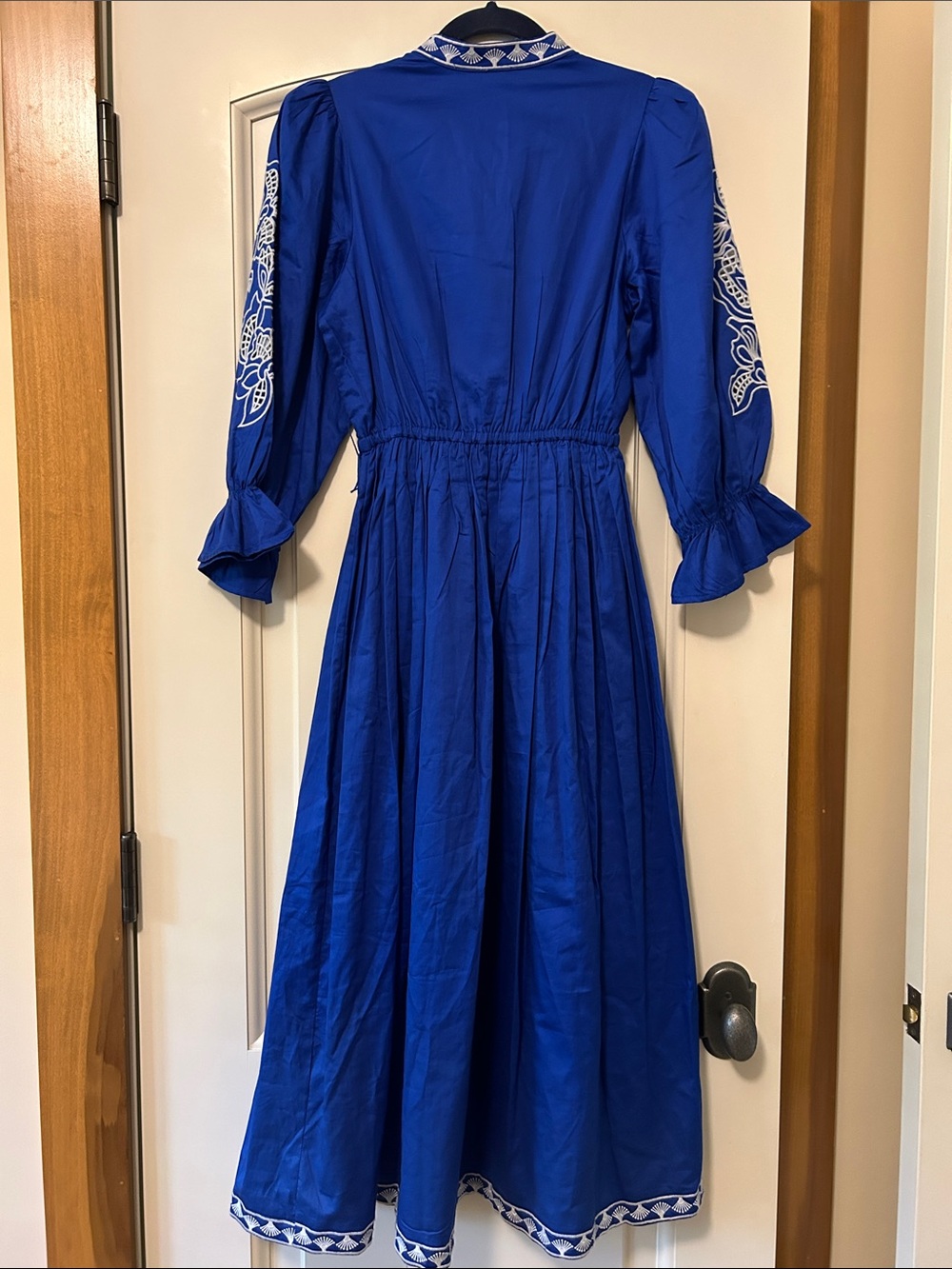 Hyacinth House Blue Embroidered Midi Dress with White Trim by Winchester - Picture 12 of 14